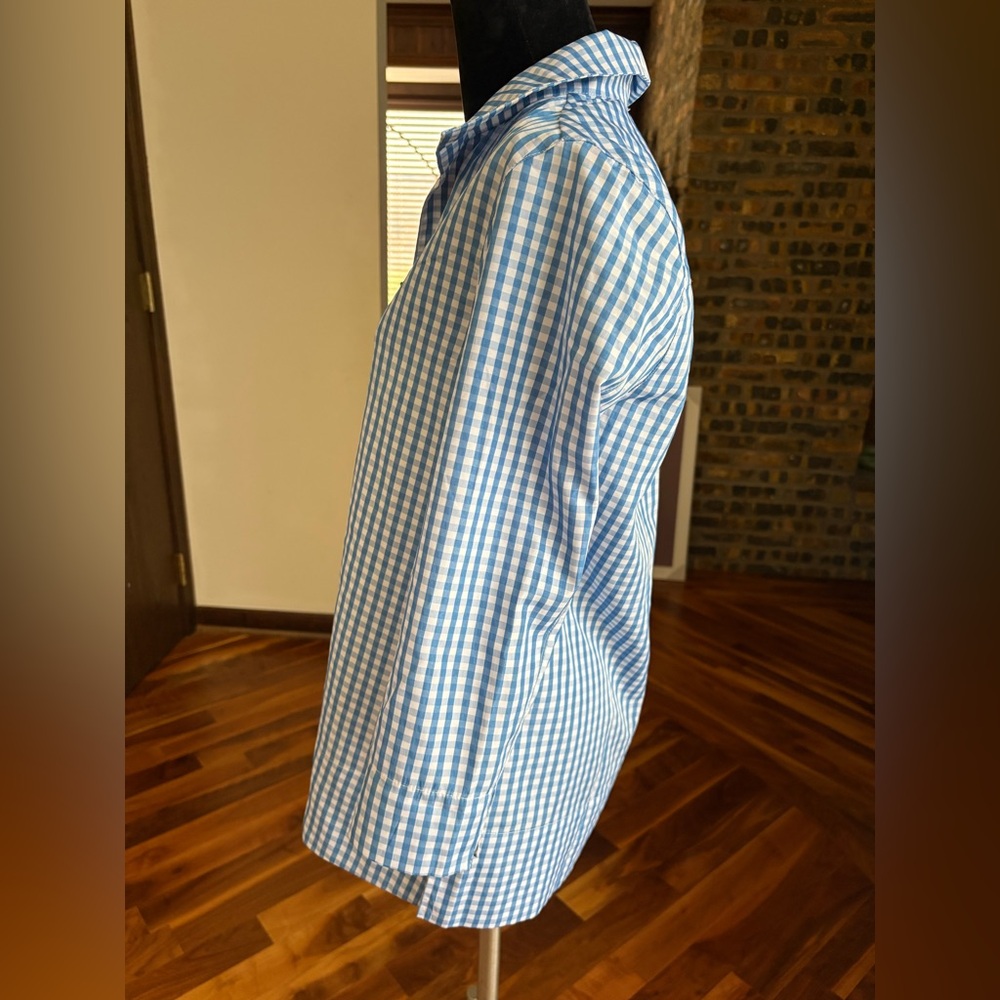 Tuckernuck, Blue & White Gingham Stand Collar Blouse Women’s, ECU - Picture 13 of 14